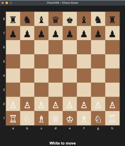 Checkm8 chess game interface showing a game in progress